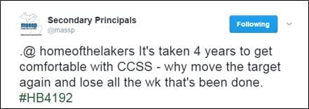 @massp: .@homeofthelakers It’s taken 4 years to get comfortable with CCSS – why move the target again and loose all the wk that’s been done #HB4192