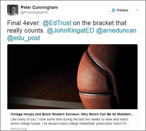 @PCunningham57: Final 4ever: @EdTrust on the bracket that really counts. @JohnKingatEd @arneduncan @edu_post [Link: https://midwest.edtrust.org/the-equity-line/college-hoops-black-student-success-march-can-maddening/]