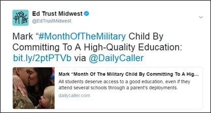 @EdTrustMidwest: Mark "#MonthOfTheMilitary Child By Committing To A High-Quality Education: bit.ly/2ptPTVb via @DailyCaller