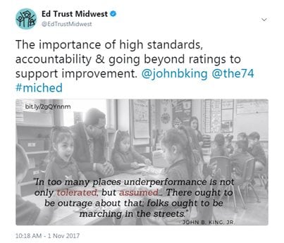 The importance of high standards, accountability & going beyond ratings to support improvement. @johnbking @the74 #miched