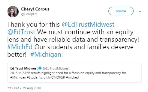Thank you for this @EdTrustMidwest @EdTrust We must continue with an equity lens and have reliable data and transparency! #MichEd Our students and families deserve better! #Michigan